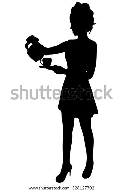 Waitress Serving Coffee Stock Vector Royalty Free 328127702