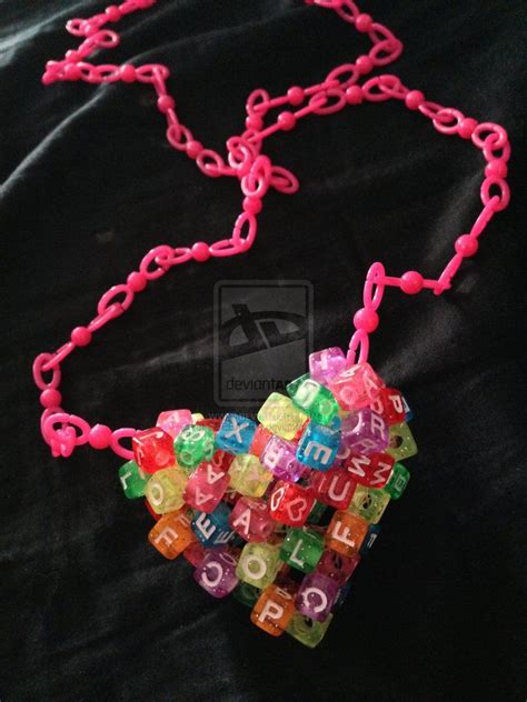 3d Kandi Heart Necklace By Bbeeaarr Kandi Necklace Diy Kandi Bracelets