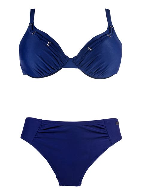 Naturana Naturana Navy Ruched Underwired Bikini Set Size 10 Eu 38