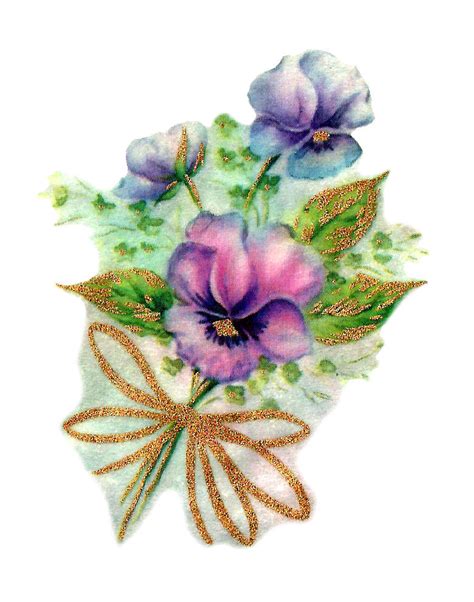 Antique Images Pansy Flower Digital Download Botanical Label Design
