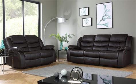 Sorrento Leather Recliner Suite 3 2 Seater Brown Only £89998 Furniture Choice Grey Fabric