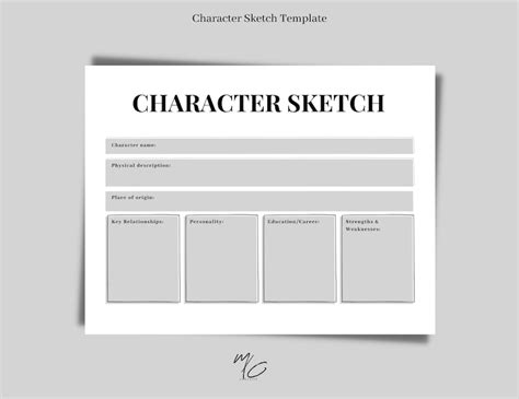 Character Sketch Template Etsy