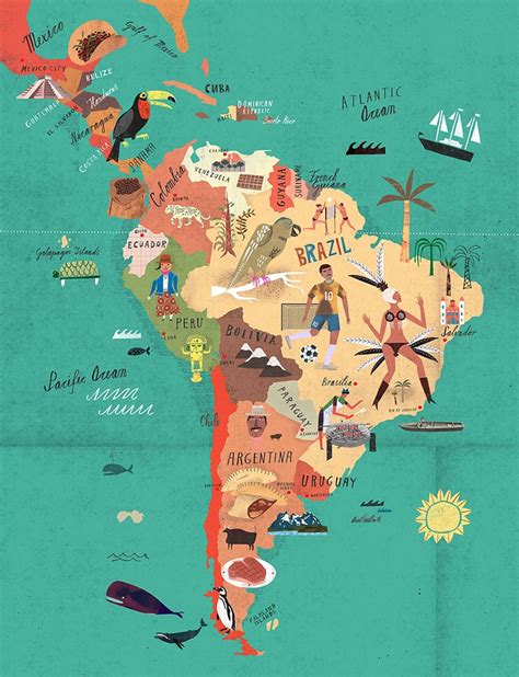 Martin Haake America Map Illustration South America Map Latin