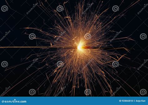 Burning Sparklers In The Dark Stock Photo Image Of Holiday Orange