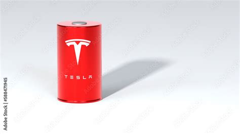 Lithium Ion Red 4680 Tesla Battery With Logo One High Capacity
