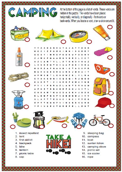 Camping Word Search Printable