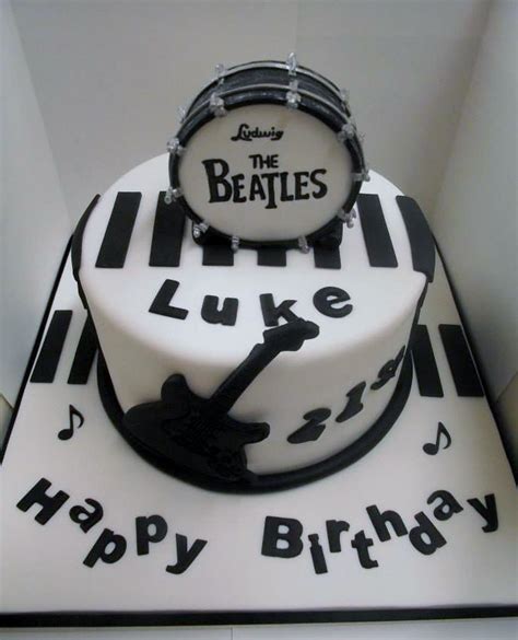 Beatles Theme Music Birthday Cake With Ludwig Drum On Top Hi Res