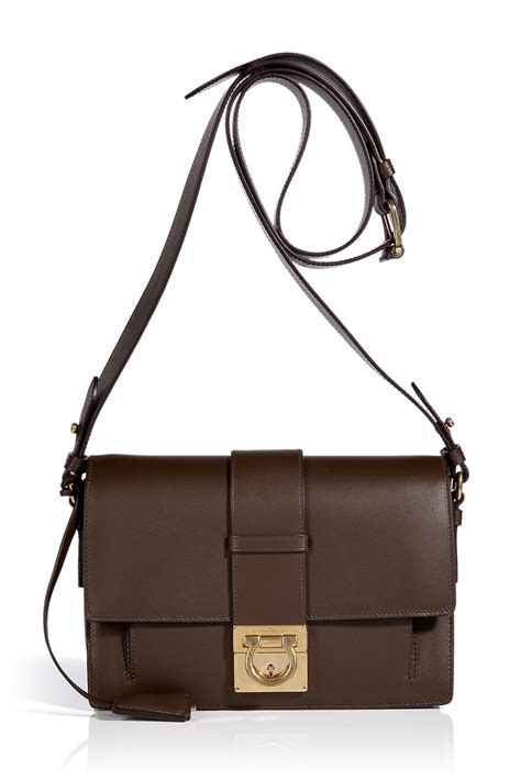 Ferragamo Dark Brown Leather Anzhela Crossbody Bag In Brown Lyst