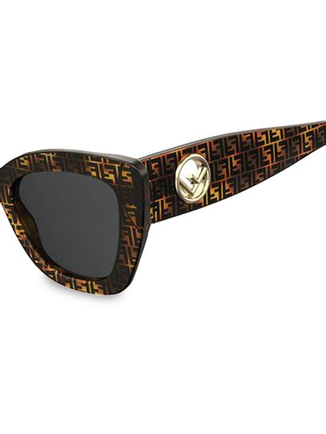 Fendi 70mm Logo Print Cateye Sunglasses In Black Lyst