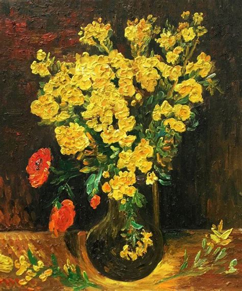 Vase with asters salvia and other flowers. Van Gogh - Vase with Viscaria - Reproduction Painting