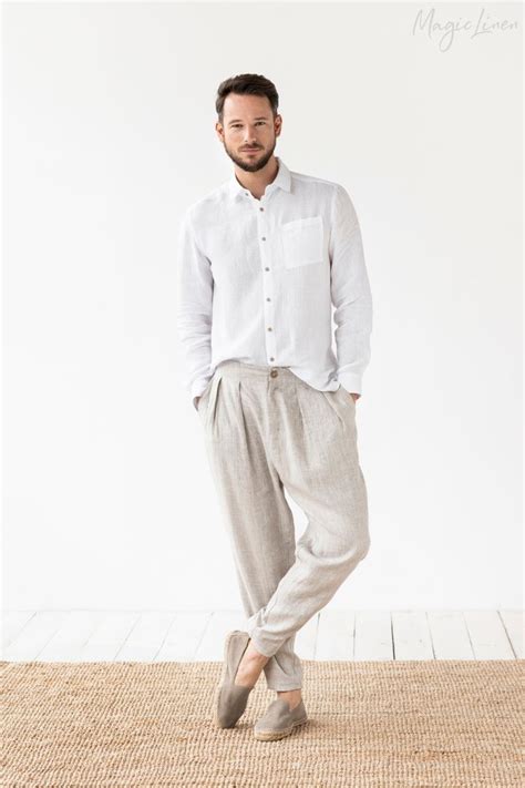 Mens Linen Shirt Mens Linen Pants Linen Shirt Men Mens Linen Outfits
