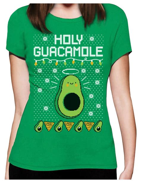 Funny Avocado And Nachos Holy Guacamole Ugly Christmas Women T Shirt T Ebay