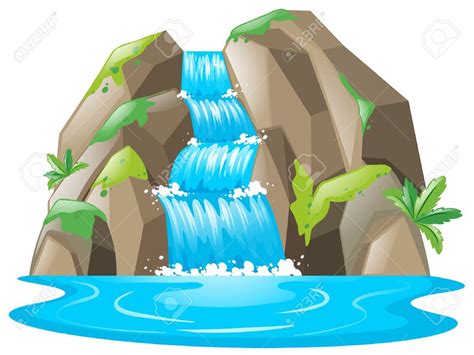Scene With Waterfall And River Illustration Stock Vector 63493638