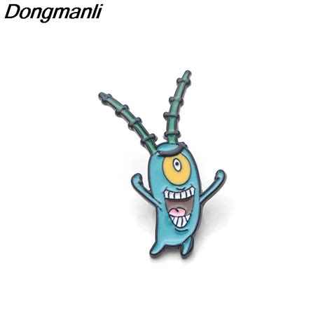 P3450 Dongmanli Anime Plankton Metal Enamel Pins And Brooches For Women