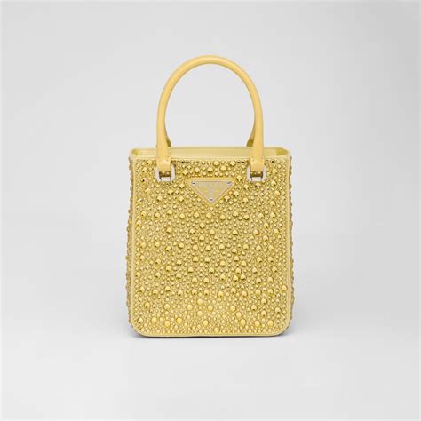 Pineapple Small Satin Tote Bag With Crystals Prada