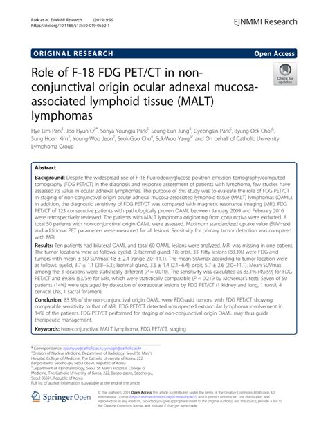Pdf Role Of F 18 Fdg Petct In Non Conjunctival Origin Ocular Adnexal