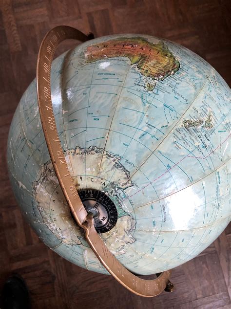 Vintage World Globe On Stand 12 Inch Relief Globe Replogle Land And
