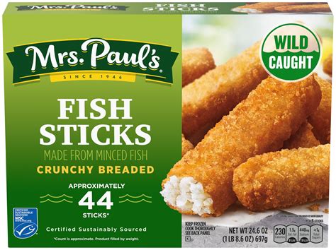 Mrs Pauls 100 Real Fish Crunchy Breaded Fish Sticks 44 Count Box