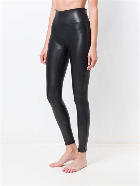 Spanx Synthetic Shiny Slim Fit Leggings In Black Lyst