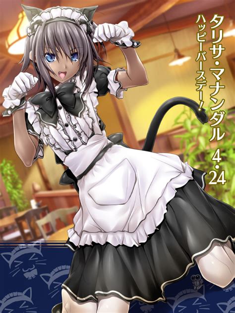 Safebooru 1girl Alternate Costume Animal Ears Apron Blue Eyes Brown