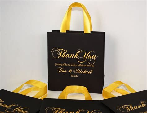 Black And Gold Thank You Bags With Yellow Ribbon