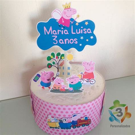 Topper Cake Topo De Bolo Faixa Para Maria Luisa Tema Peppa Pig