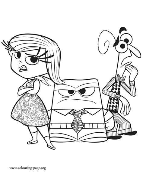 Pixar's 2015 animated film inside out designed these five emotions into cartoon characters, and the story unfolds between them. Inside Out - Fear, Disgust and Anger coloring page