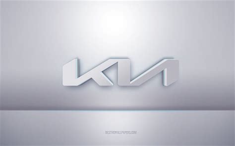 Download Wallpapers Kia 3d White Logo Gray Background Kia Logo