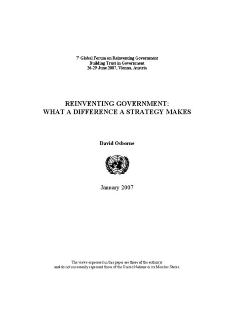 Reinventing Government Understanding The Strategies That Enable Large