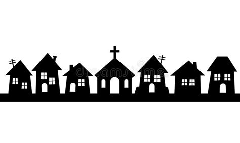 Village Of Houses Vector Icon Stock Vector Illustration Of Black