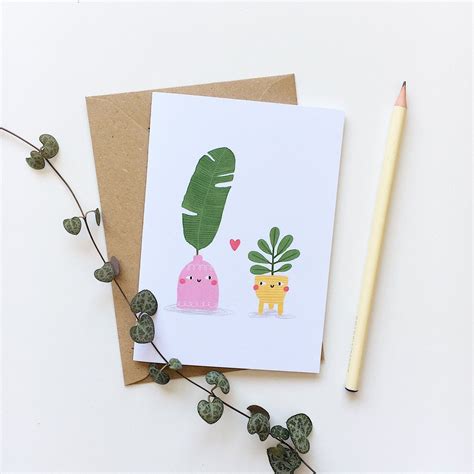 Plant Love Card Illustrated Card A6 House Plant Print Cute Etsy