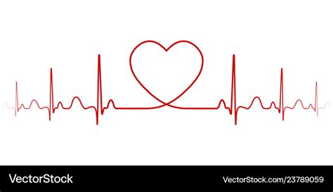 Heartbeat Rhythm With Heart One Line Royalty Free Vector