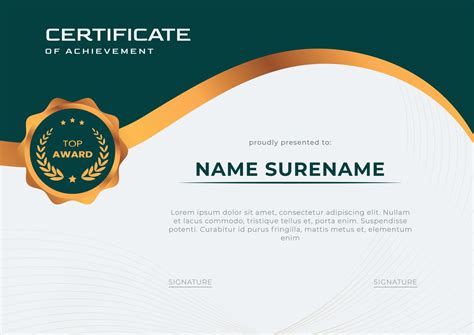 Elegant Green And Gold Certificate Of Achievement Template 3061263