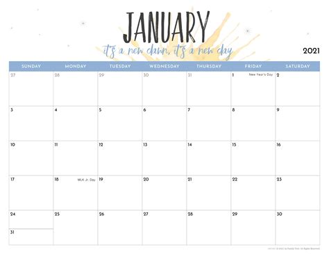 A calendar with the word january on it