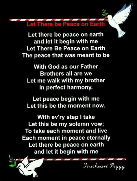 Let There Be Peace On Earth And Let It Begin With Me Peace On Earth