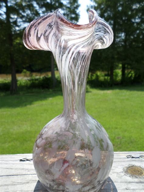 Vintage Hand Blown Glass Vase Vase Scalloped Top Murano Etsy
