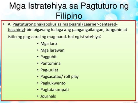 Mga Estratehiya Sa Pagtuturo Ng Filipino At Panitikan By Roda Abit