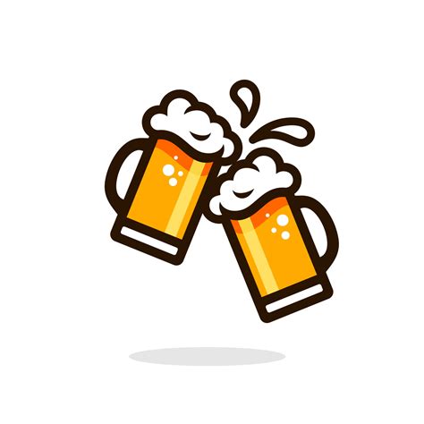Beer Cheers Vector Two Toasting Beer Mugs Cheers Clinking Glass Tankards Full Of Beer And