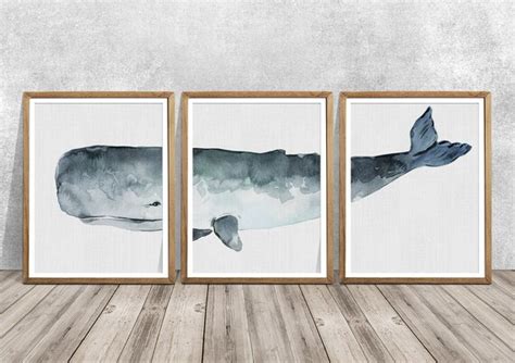 Sperm Whale Print Sperm Whale Wall Art Set Of Modern Etsy