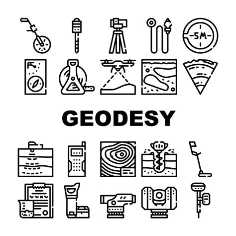 Geodesy Equipment Collection Icons Set Vector Illustration 8025089