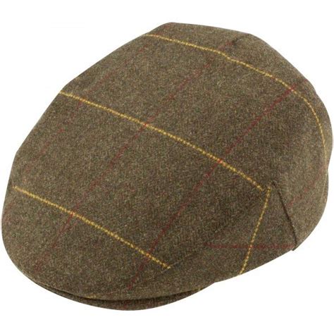 Alan Paine Compton Mens Tweed Flat Cap Forest Green