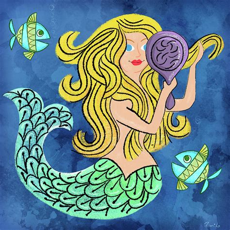 Storybook Golden Mermaid Painting By Little Bunny Sunshine Pixels