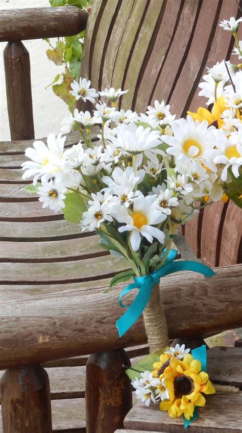 Daisy Bridesmaid Silk Bouquet And Boutonniere By Mtfloral Daisy