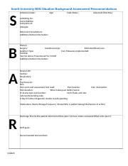South University Bsn Sbar Docx South University Bsn Situation Background Assessment