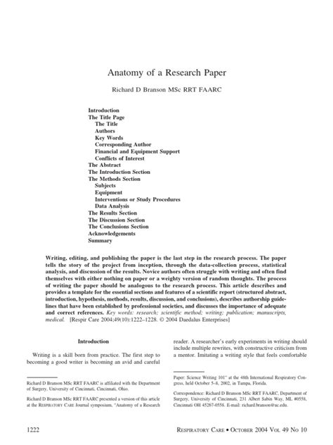Anatomy Of A Research Paper Abstract Summary Statistics
