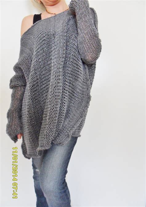 oversize women cotton chunky knit sweater bulky slouchy loose etsy