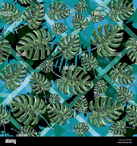 Vector Seamless Monstera Leaves Pattern Stock Vector Image And Art Alamy