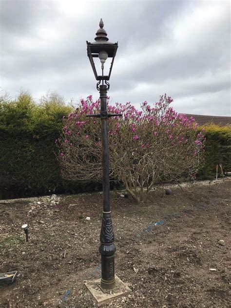 Large 31m Cast Iron Lamp Post With Copper Lantern Reclaimed