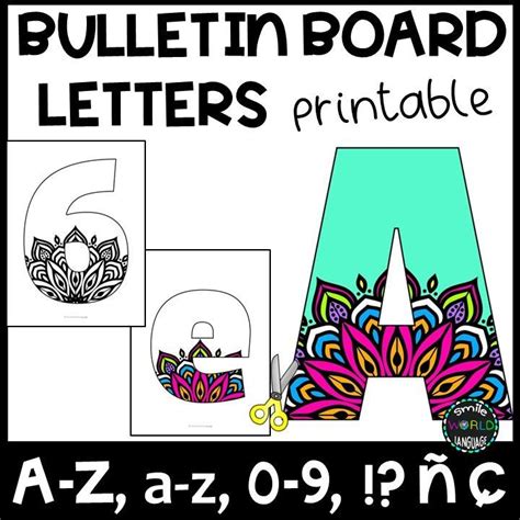 Mandala 3 Bulletin Board Letters Printable A Z A Z 0 9 ñ ç And In 2022