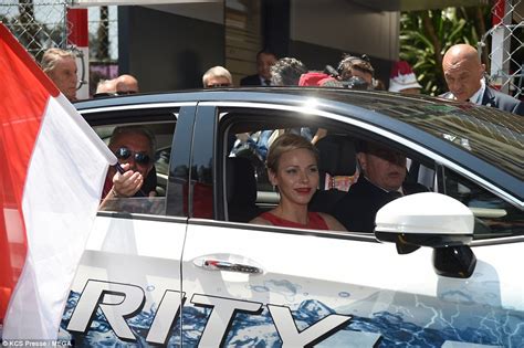 Princess Charlene Stuns In Scarlet At Monaco Grand Prix Daily Mail Online